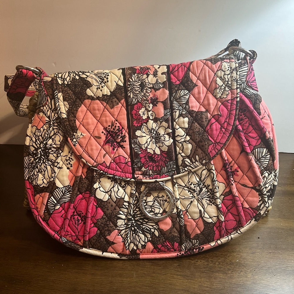 Simply Vera Vera Wang Quilted Pink and Brown Shoulder Bag